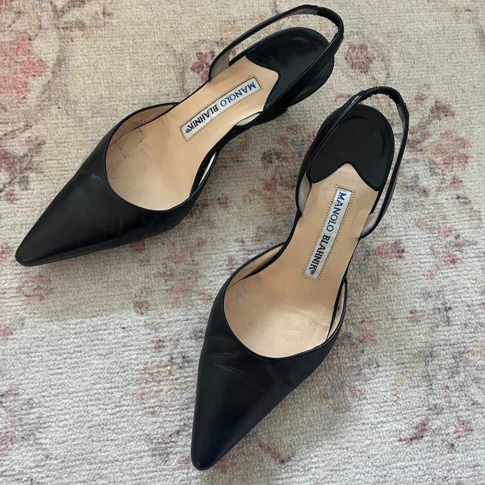 Manolo Blahnik Leather Slingback Heels
